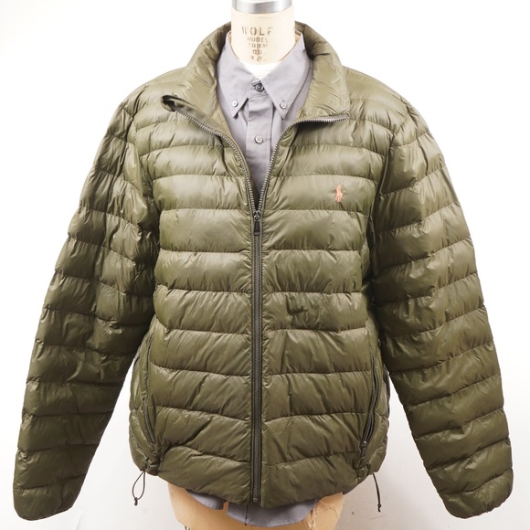 Polo Ralph Lauren Other - NWT Polo Ralph Lauren Olive Green Puffer Jacket with Small Orange Pony Size XL
